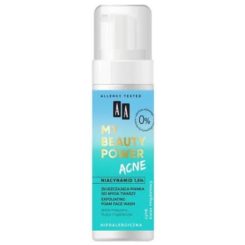 AA My Beauty Power Acne, Złuszczająca pianka do mycia twarzy `Niacynamid 1,5%`