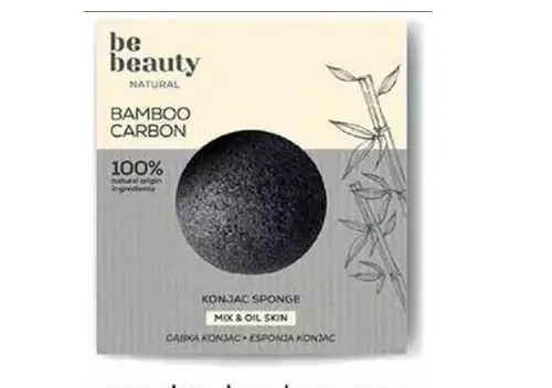 bebeauty Gąbka Konjac do mycia twarzy z węglem bambusowym