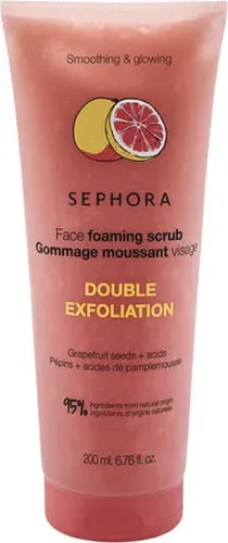 Sephora Collection, Face Foaming Scrub Double Exfoliation Grapefruit Seeds + Acids (Piankowy peeling złuszczający skórę)