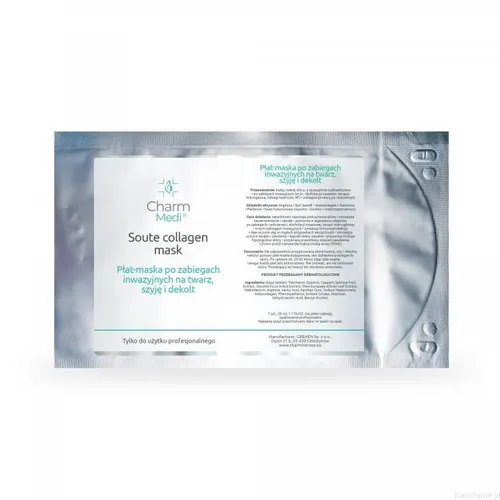 Charmine Rose CharmMedi, Soute Collagen Mask (Płat-maska po zabiegach inwazyjnych na twarz, szyję i dekolt)