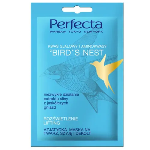 Perfecta Bird`s Nest, Azjatycka maska na twarz, szyję i dekolt `Rozświetlenie i lifting`