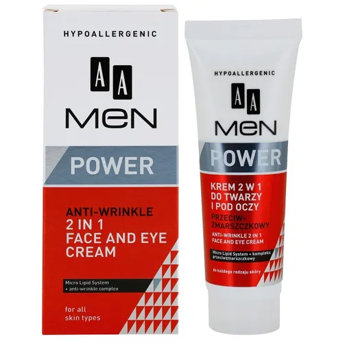 AA Men Power, Krem 2 w 1 do twarzy i pod oczy przeciwzmarszczkowy