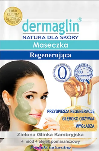 Dermaglin Maseczka regenerująca `Zielona glinka kambryjska + miód + olejek pomarańczowy`