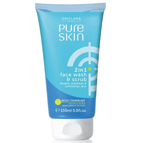 Oriflame Pure Skin, 2 in 1 Face Wash & Scrub (Żel peelingujący do mycia twarzy)