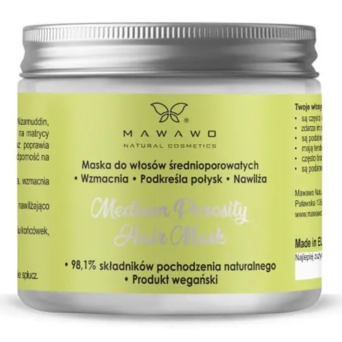 Mawawo Natural Cosmetics Maska do włosów średnioporowatych