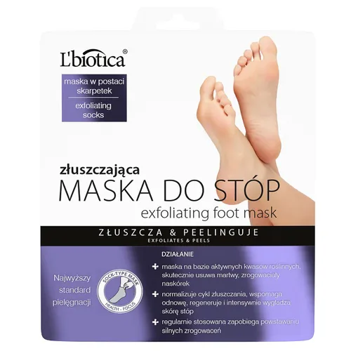 L'biotica Złuszczająca maska do stóp w postaci nasączonych skarpetek