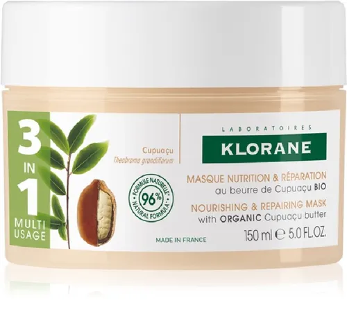 Klorane Nutrition & Reparation Masque 3 in 1 (Odżywcza i regenerująca maska do włosów  z organicznym masłem Cupuacu do włosów bardzo suchych i zniszczonych)