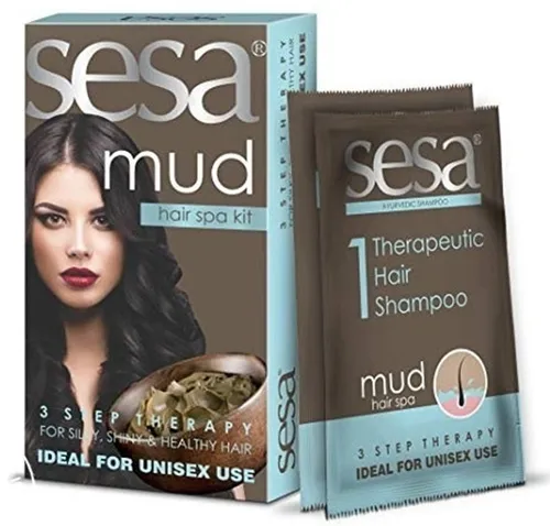 Dabur Sesa, Mud Hair Spa Kit 3 Step Therapy (Błotna kuracja do włosów)