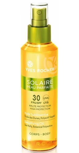 Yves Rocher Solaire Peau Parfaite, Huile Sublimatrice SPF 30 (Olejek do opalania z wyciągiem z mikołajka nadmorskiego) - 1