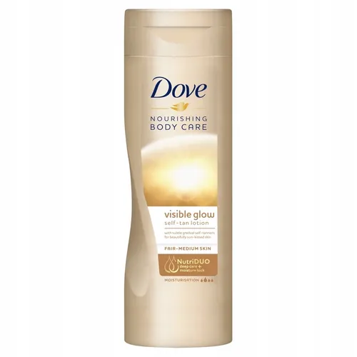 Dove Nourishing Body Care, Visible Glow Self-Tan Lotion (Balsam do ciała z samoopalaczem do jasnej i średniej karnacji)