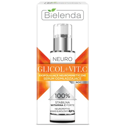 Bielenda Neuro Glicol + Vit. C, Eksfoliujące neuromimetyczne serum odmładzające na noc