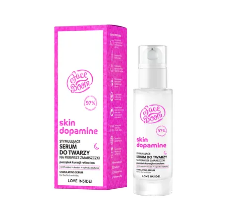 FaceBoom Skin Dopamine, Stymulujące serum do twarzy na pierwsze zmarszczki , 0,15% retinol, `Początkujący zbawca`