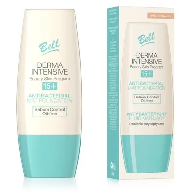 Bell Derma Intensive Beauty Skin Program 15+, Antibacterial Mat Foundation (Antybakteryjny fluid matujący przeznaczony dla cery trądzikowej)