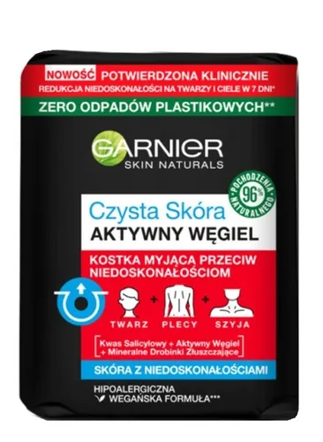 Garnier Czysta Skóra, Kostka myjąca przeciw niedoskonałościom `Aktywny węgiel`