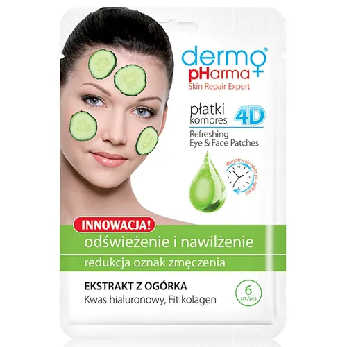 Dermo Pharma Płatki pod oczy i do twarzy kompres 4D, 'Odświeżenie i nawilżenie'
