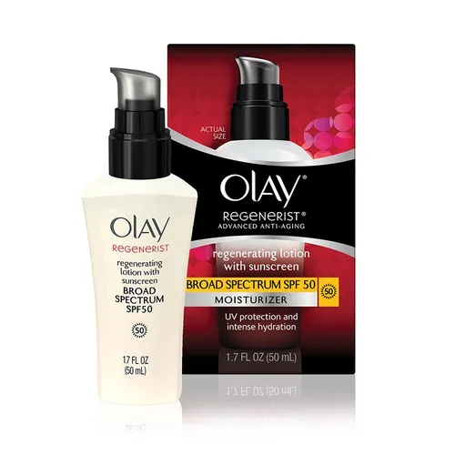 Olay Regenerist, UV Defense Regenerating Lotion SPF 50 (Lekki krem - serum nawilżające na dzień)