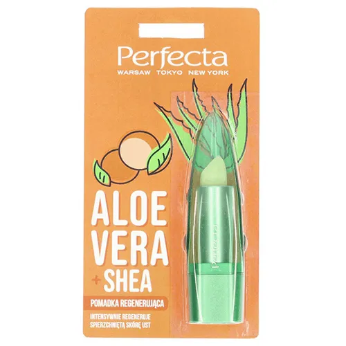 Perfecta Aloe Vera, Pomadka odżywcza do ust z aloesem i masłem shea