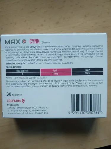 Colfarm Max Cynk, 10mg, suplement diety - 2