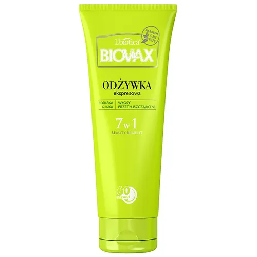 L'biotica Biovax Biosiarka i glinka, Odżywka do włosów przetłuszczających się 7 w 1