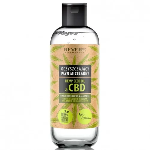 Revers Cosmetics Hemp Seed Oil & CBD, Oczyszczający płyn micelarny z naturalnym olejem konopnym z CBD