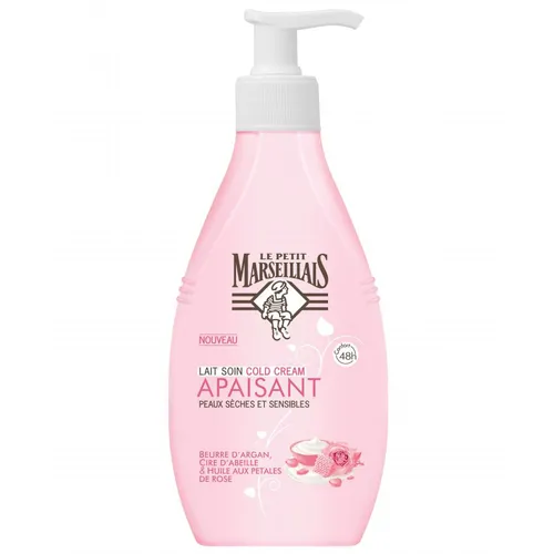 Le Petit Marseillais Lait Soin Apaisant Corps Cold Cream  Cire d'Abeille & Huile de Pétale de Rose (Mleczko nawilżające do ciała `Ukojenie - Masło arganowe, wosk pszczeli i olejek z płatków róż`)