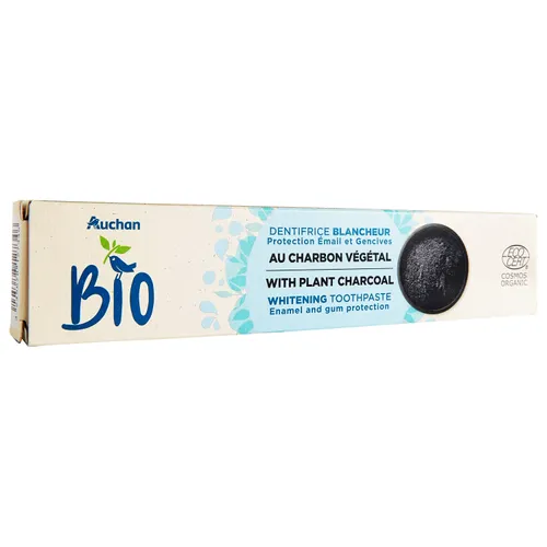 Auchan Bio, Whitening Toothpaste with Plant Charcoal (Wybielająca pasta do zębów z węglem roślinnym)