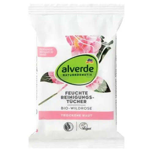 Alverde Feuchte Reinigungstücher Wildrose (Chusteczki do demakijażu z ekstraktem z dzikiej róży) - 1