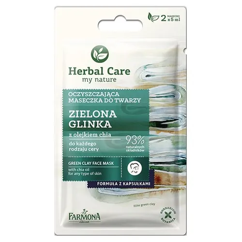 Herbal Care Oczyszczająca maseczka do twarzy `Zielona glinka z olejkiem chia`