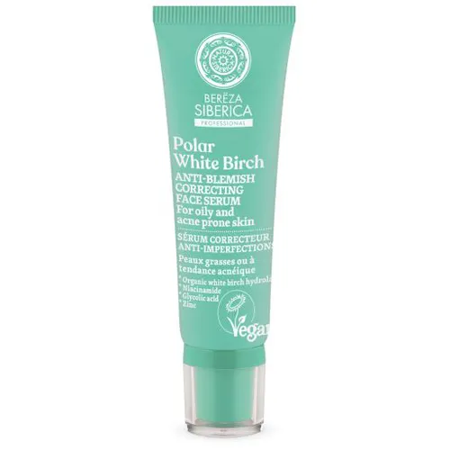Natura Siberica Polar White Birch Anti- Blemish Correcting Face Serum (Wegańskie serum do twarzy przeciwdziałające niedoskonałościom do skóry tłustej oraz z tendencją do powstawania trądziku)