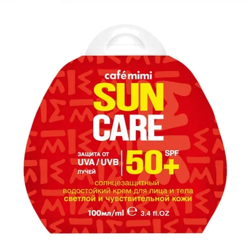 Cafe Mimi Sun Care, Przeciwsłoneczny krem do twarzy i ciała SPF 50+ do skóry jasnej i wrażliwej