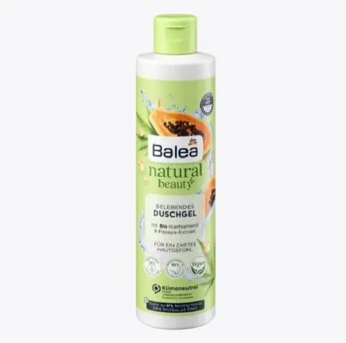Balea Natural Beauty, Belebendes Duschgel (Odświeżający żel pod prysznic `Olej z nasion konopi z papają`)