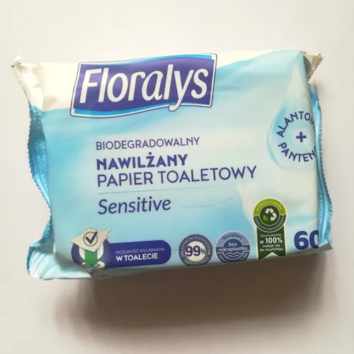 Floralys Biodegradowalny nawilżany papier toaletowy `Sensitive`