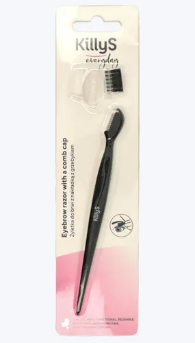 KillyS Everyday, Eyebrow Razor witb a Comb Cap (Żyletka do brwi z nakładką z grzebykiem)