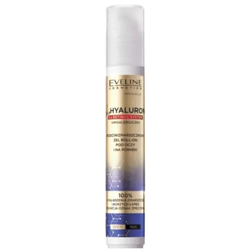 Eveline Cosmetics Bio Hyaluron, 3x Retinol System, Przeciwzmarszczkowy żel roll-on pod oczy i na powieki