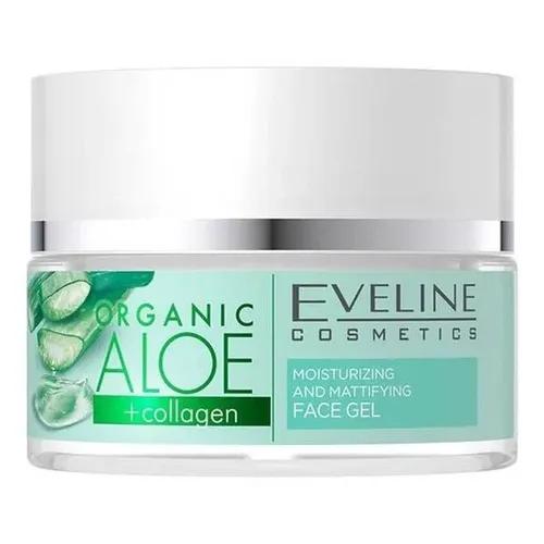 Eveline Cosmetics Organic Aloe + Collagen, Nawilżająco-matujący żel do twarzy