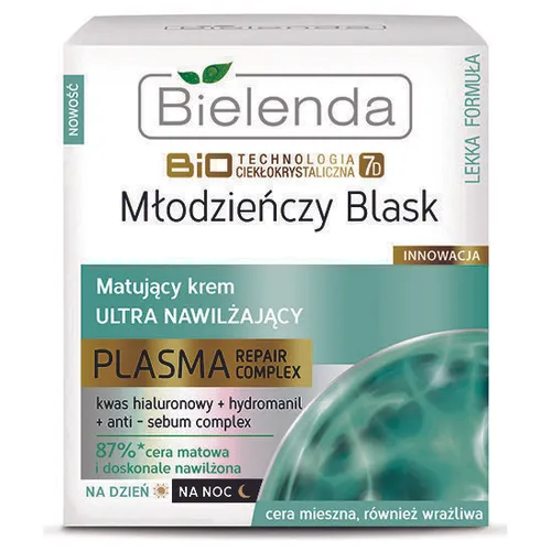 Bielenda Biotechnologia Ciekłokrystaliczna 7D Młodzieńczy Blask, Matujący krem ultra nawilżający na dzień i na noc  (nowa wersja)