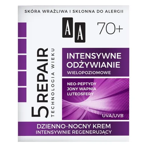 AA Technologia Wieku 5 Repair,  Krem intensywnie regenerujący 70+  `Intensywne odżywianie` (nowa wersja)