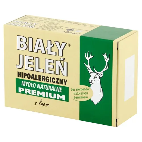 Biały Jeleń Mydło naturalne Premium w kostce z lnem