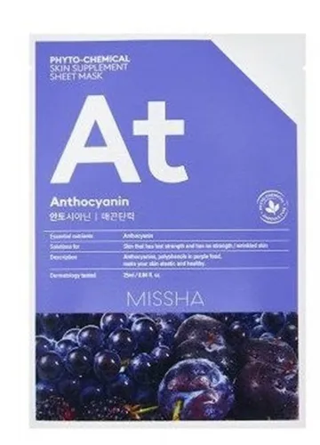 Missha Phytochemical Skin Supplement, Sheet Mask AT Anthocyanin/Lifting (Ujędrniająca maska w płacie)