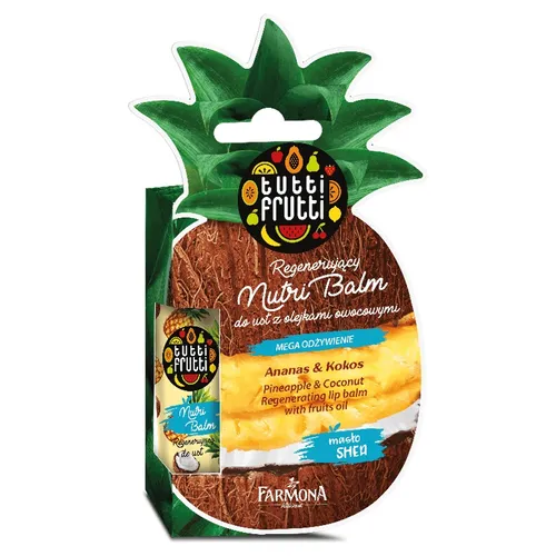 Tutti Frutti Regenerujący Nutri Balm do ust z olejkami owocowymi `Ananas i kokos`