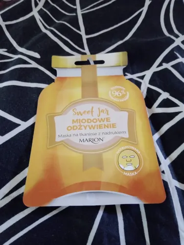 Marion Sweet Jar,  Maska na tkaninie z nadrukiem `Miodowe odżywienie  `