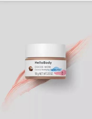 HelloBody Coco Wow, Coconut Mattifying Pink Clay Face Mask (Matująca maseczka do twarzy z różową glinką) - 1