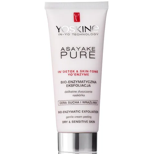 Yoskine Asayake Pure, Bio-enzymatyczna eksfoliacja, Delikatnie złuszczający peeling kremowy do cery suchej i wrażliwej
