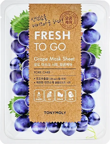 Tony Moly Fresh To Go, Grape Mask Sheet Pore Care (Zwężająca pory maska z winogronem)