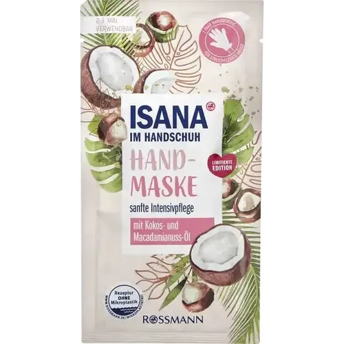 Isana Handmaske im Handschuh mit Kokos und Macadamianuss-Ol (Maska do rąk w formie rękawiczek z olejem kokosowym i makadamia)