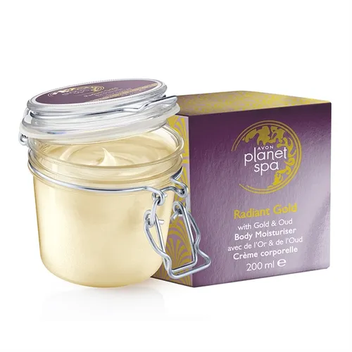 Avon Planet Spa, Radiant Gold Body Moisturiser (Rozświetlające masło [krem] do ciała z drobinkami złota i olejkiem Oud) - 2