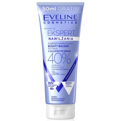 Eveline Cosmetics Ekspert Nawilżania, Głęboko nawilżający bogaty balsam do ciała z olejkowym serum