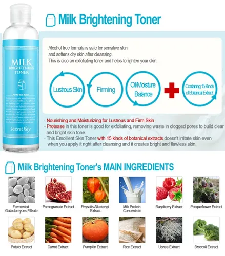 Secret Key Milk Brightening Toner (Łagodzący tonik do cery wrażliwej) - 2