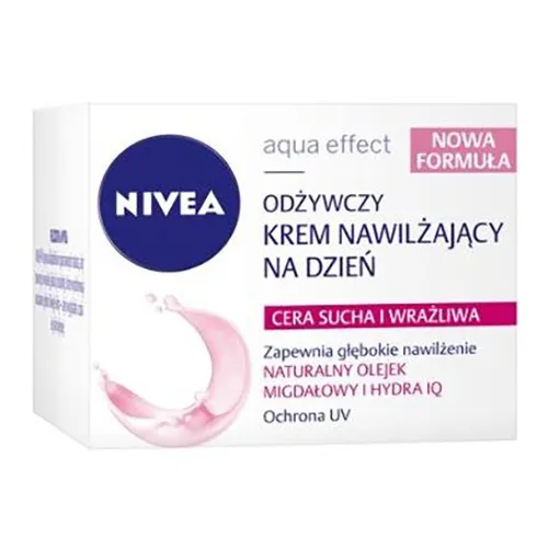 Nivea Aqua Effect, Odżywczy krem nawilżający na dzień do cery suchej i wrażliwej