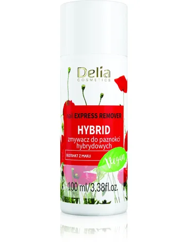 Delia Vegan Nail Polish Express Reemover Hybrid (Wegański zmywacz do lakieru hybrydowego z olejem z nasion maku)